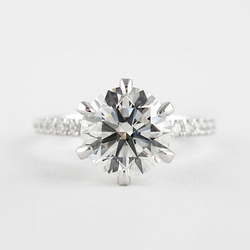 1.0CT Round Cut Distinct Hidden Halo Pave Style Moissanite Engagement Ring