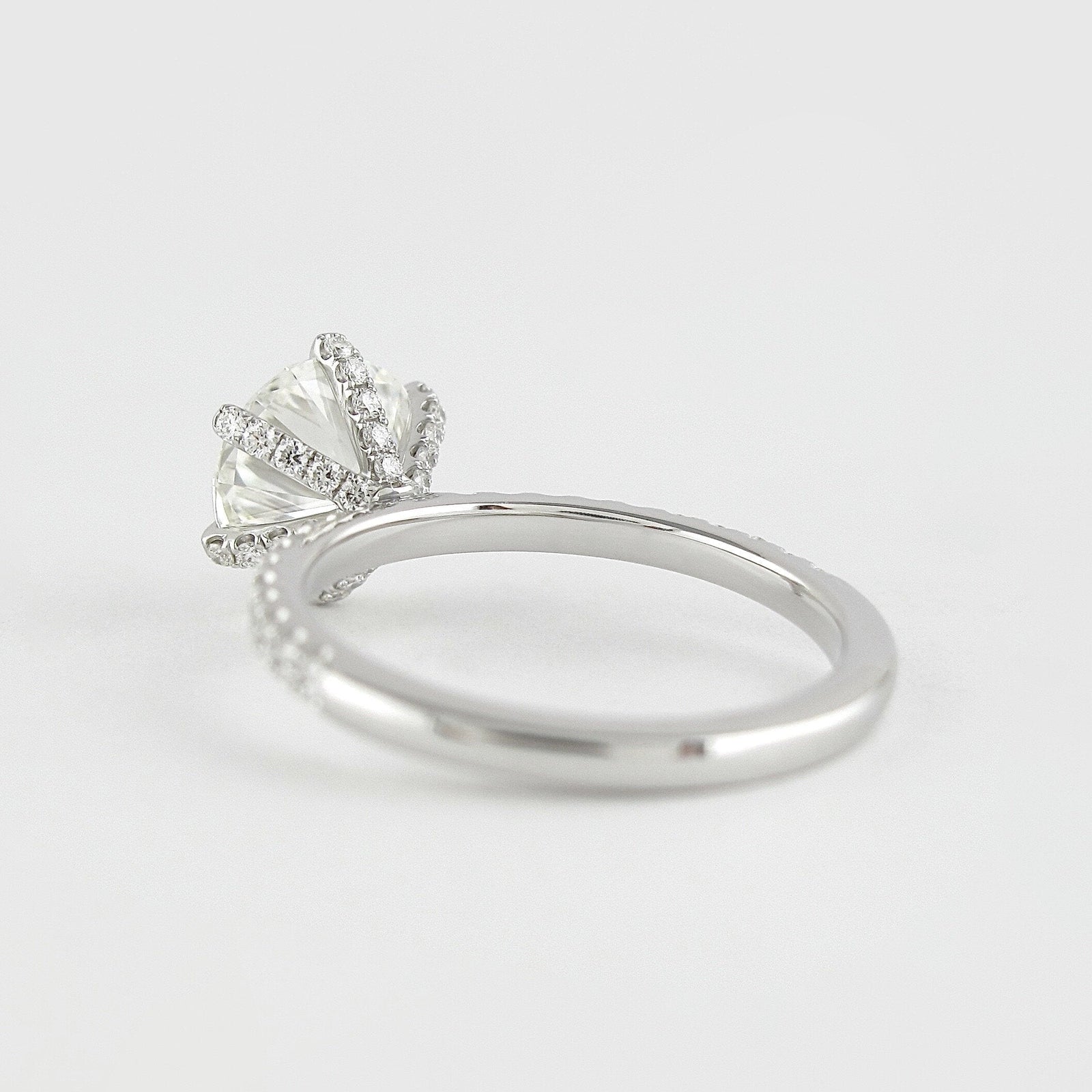 1.0CT Round Cut Distinct Hidden Halo Pave Style Moissanite Engagement Ring