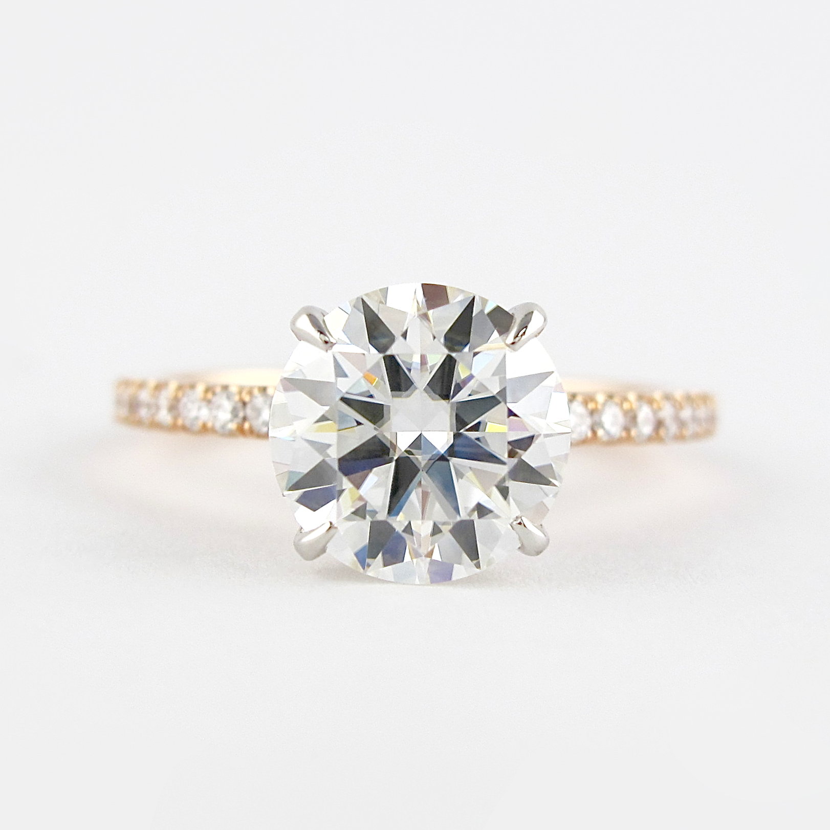 2.3 Ct Round  Two-Tone  Moissanite Diamond Engagement Ring