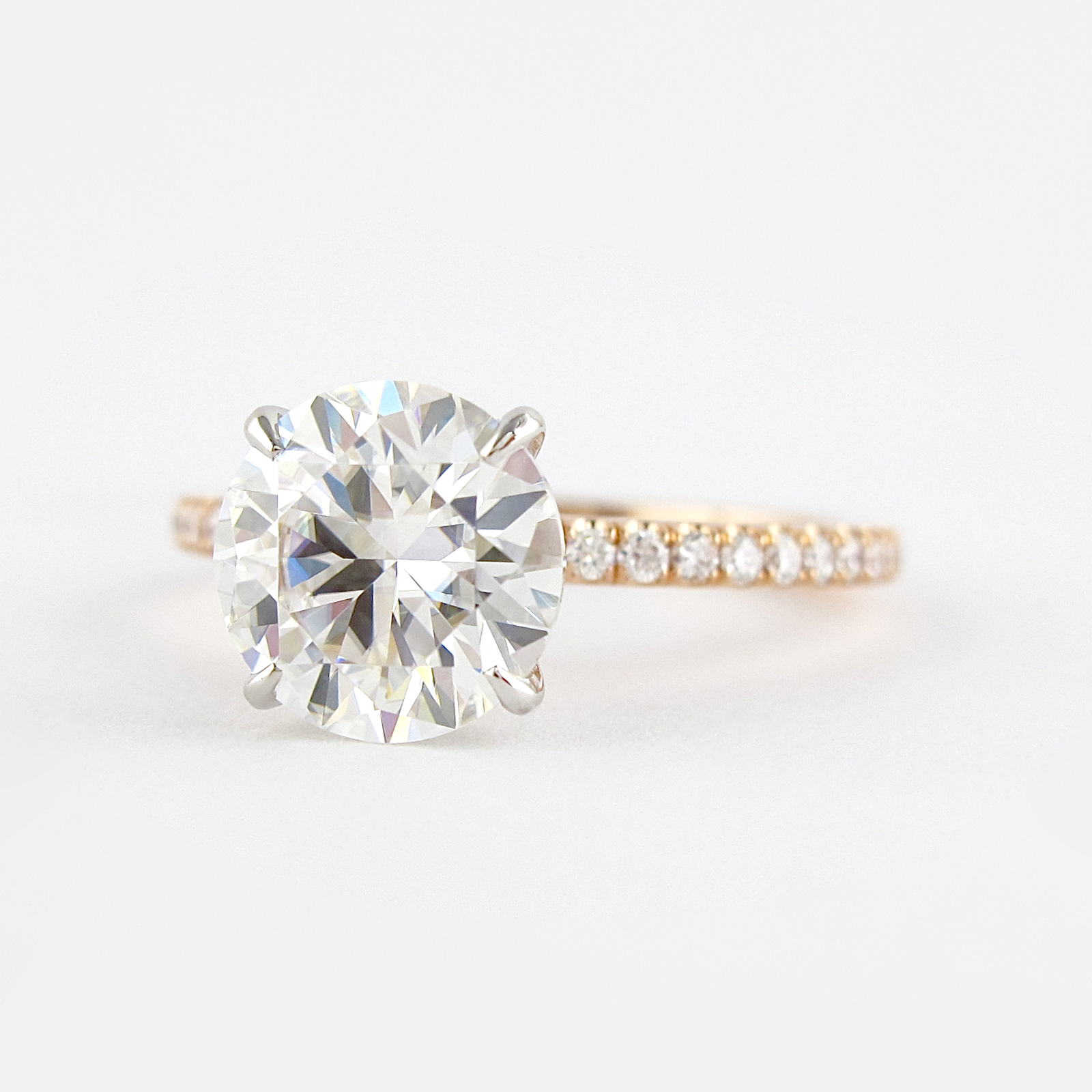 2.3 Ct Round  Two-Tone  Moissanite Diamond Engagement Ring