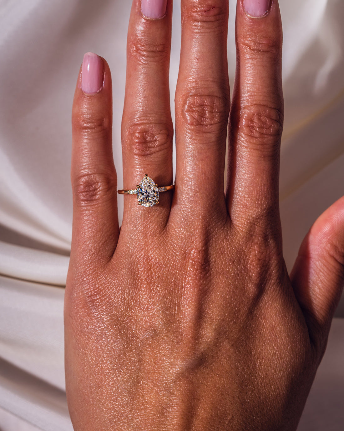 1.93-3.93 CT Pear CVD Diamond Hidden Halo Engagement Ring