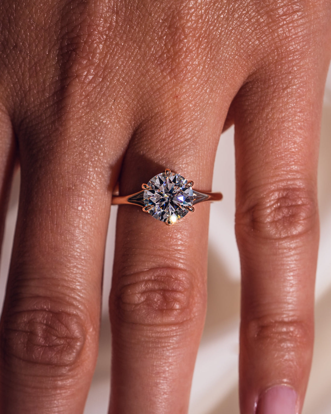 1.0-3.0 CT Round  CVD Diamond Solitaire Split Shank Style Engagement Ring