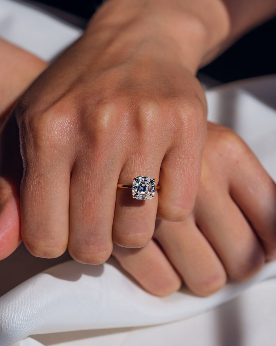 1.20-3.20 CT Asscher  CVD Diamond Solitaire Engagement Ring