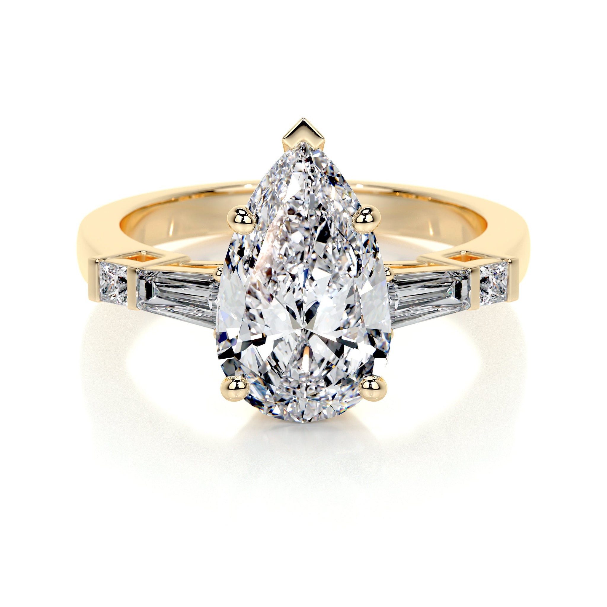 3.5 ct Pear Moissanite Three Stone Engagement Ring