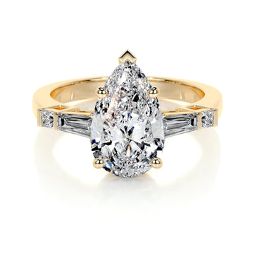 3.5 ct Pear Moissanite Three Stone Engagement Ring