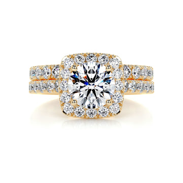 2.85 Carat Round Halo Moissanite Bridal Wedding ring set