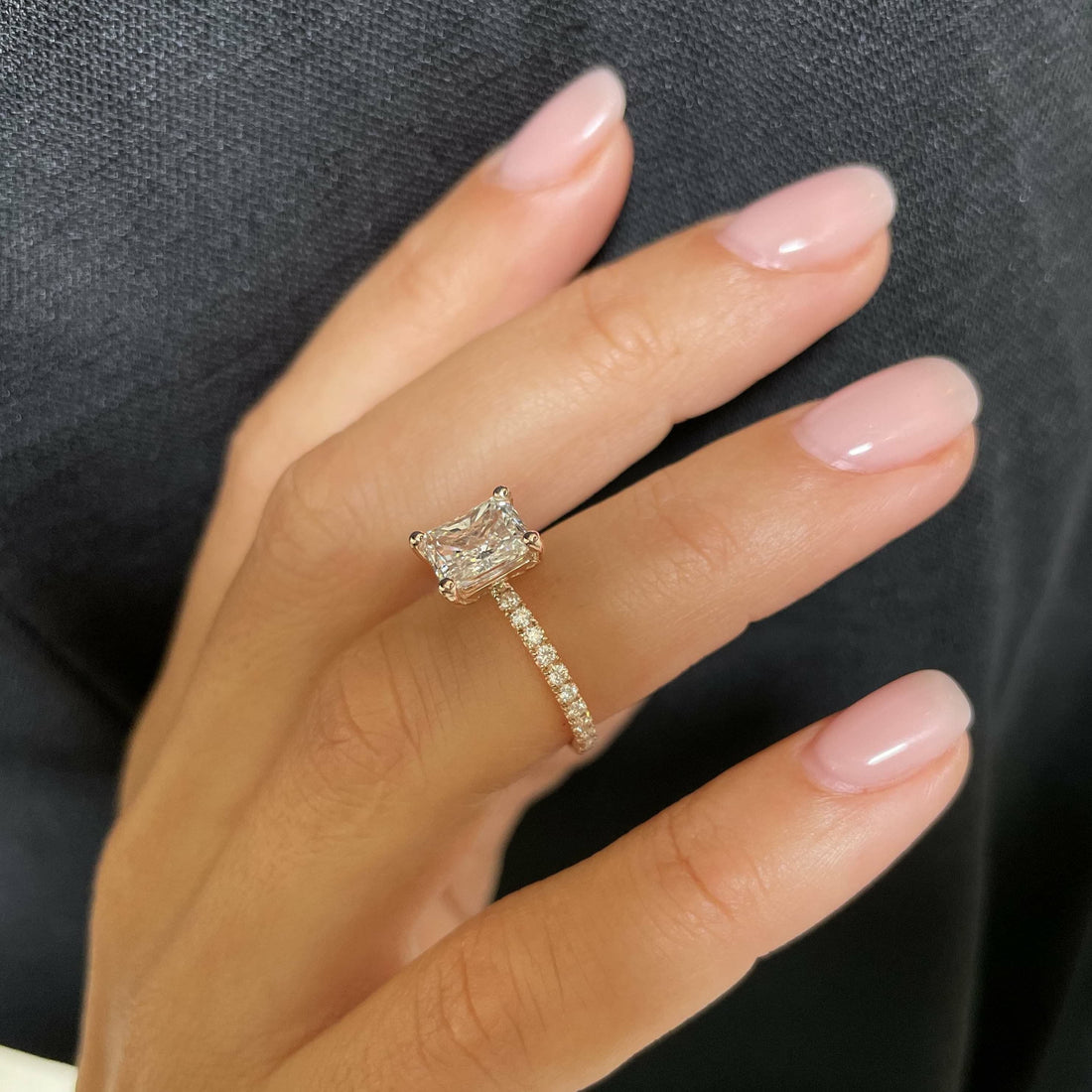 2.64 ct Radiant Cut Moissanite Pavé Engagement Ring