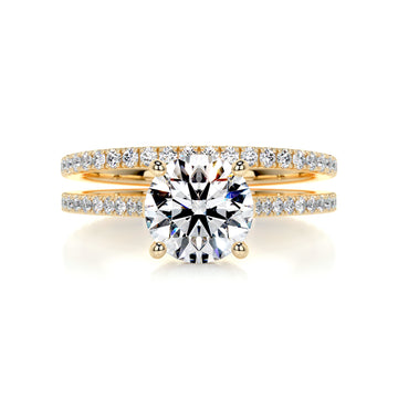 2.85 Carat Round Pave Moissanite Bridal Wedding ring set