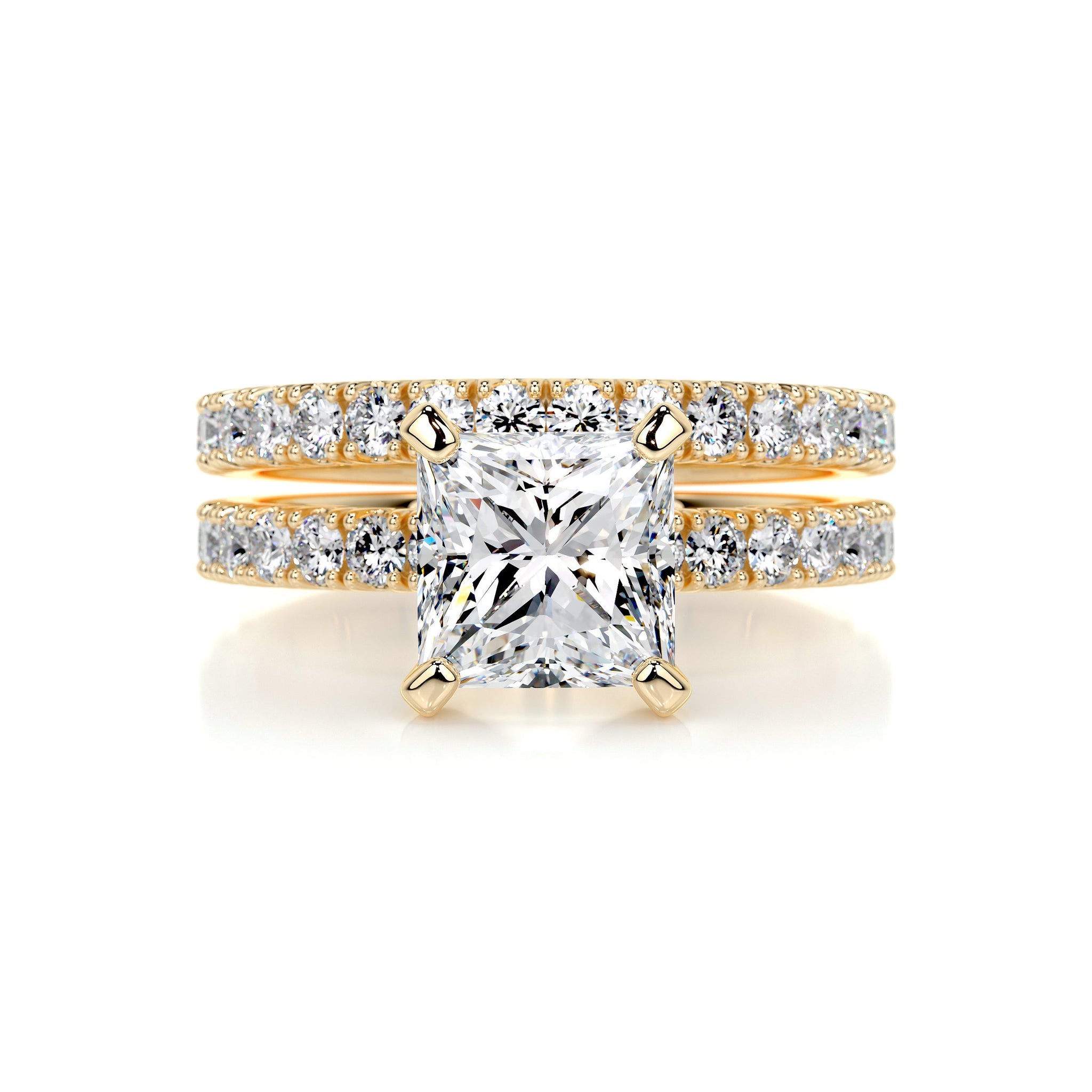 3.10 Carat Princess Pavé Moissanite Bridal ring set