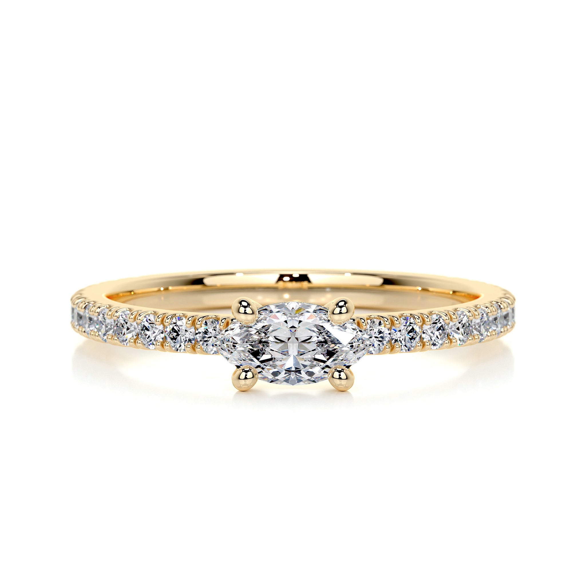 0.65 Carat Marquise East-West Mounting Moissanite Wedding Band