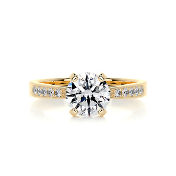 2.60 Carat Round Moissanite Curved Style Band Engagement Ring