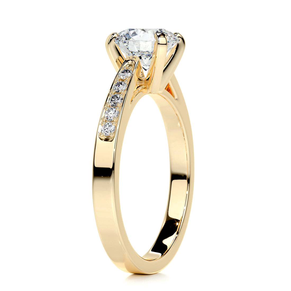 2.60 Carat Round Moissanite Curved Style Band Engagement Ring