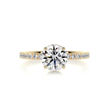 2.3 Carat Round Hidden Halo Pave Moissanite Engagement Ring