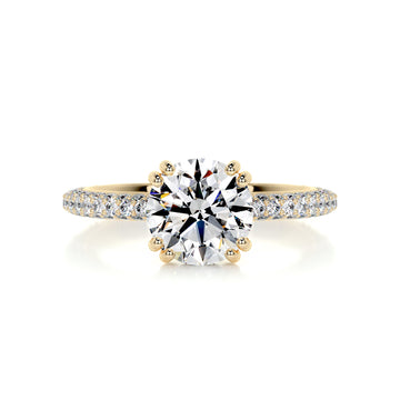 2.78 Round Hidden Halo Dual Prong Moissanite Engagement Ring