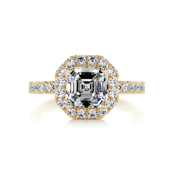 Asscher Halo Moissanite Engagement Ring