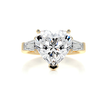 Heart Three Stone Moissanite Engagement Ring