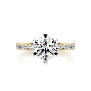 1.85 Carat Round Dual Tone Moissanite Engagement Ring