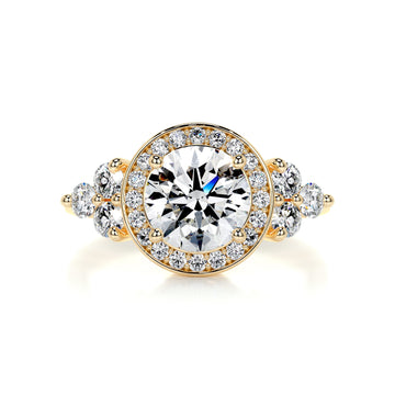 2.0 Carat Round Halo Vintage Moissanite Engagement Ring