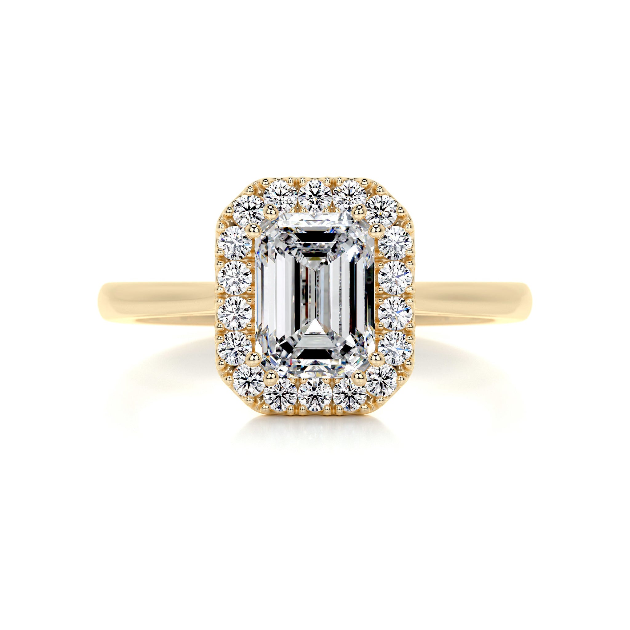 1.95 Carat Emerald Halo Moissanite Diamond Engagement Ring