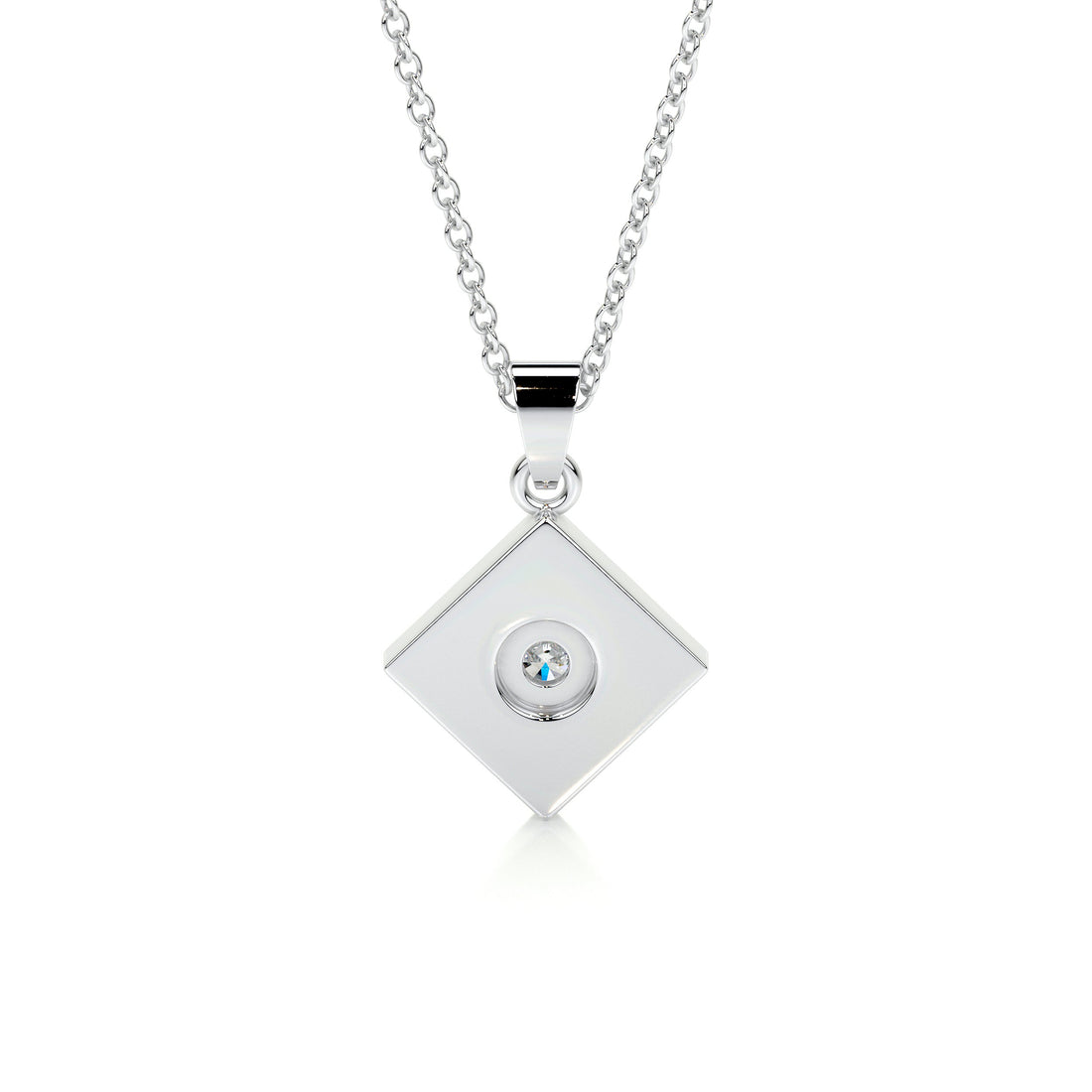 Round Halo Diamond Necklace For Women