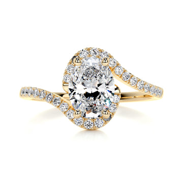 1.3 Carat Twisted Halo Oval Cut Moissanite Engagement Ring