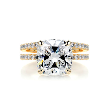 3.0 Carat Cushion Simple Pavé Moissanite Bridal Wedding ring set