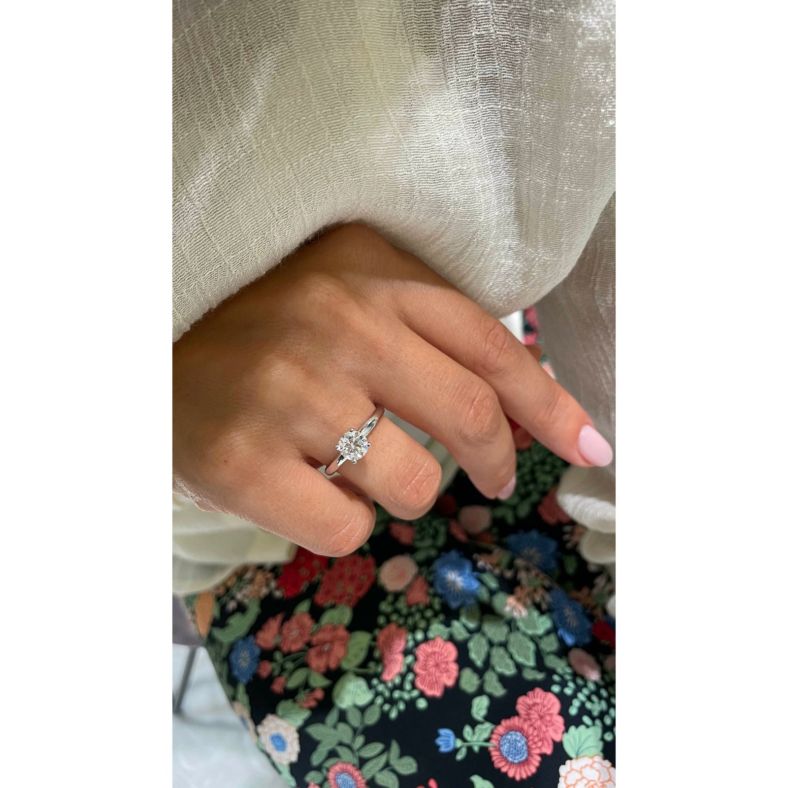 1.72 Carat Round Solitaire Four Prong Moissanite Engagement Ring