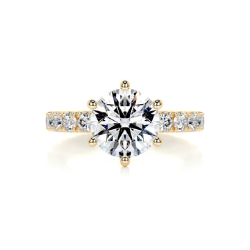 2.65 Carat Six Prong Round Pave Moissanite Engagement Ring