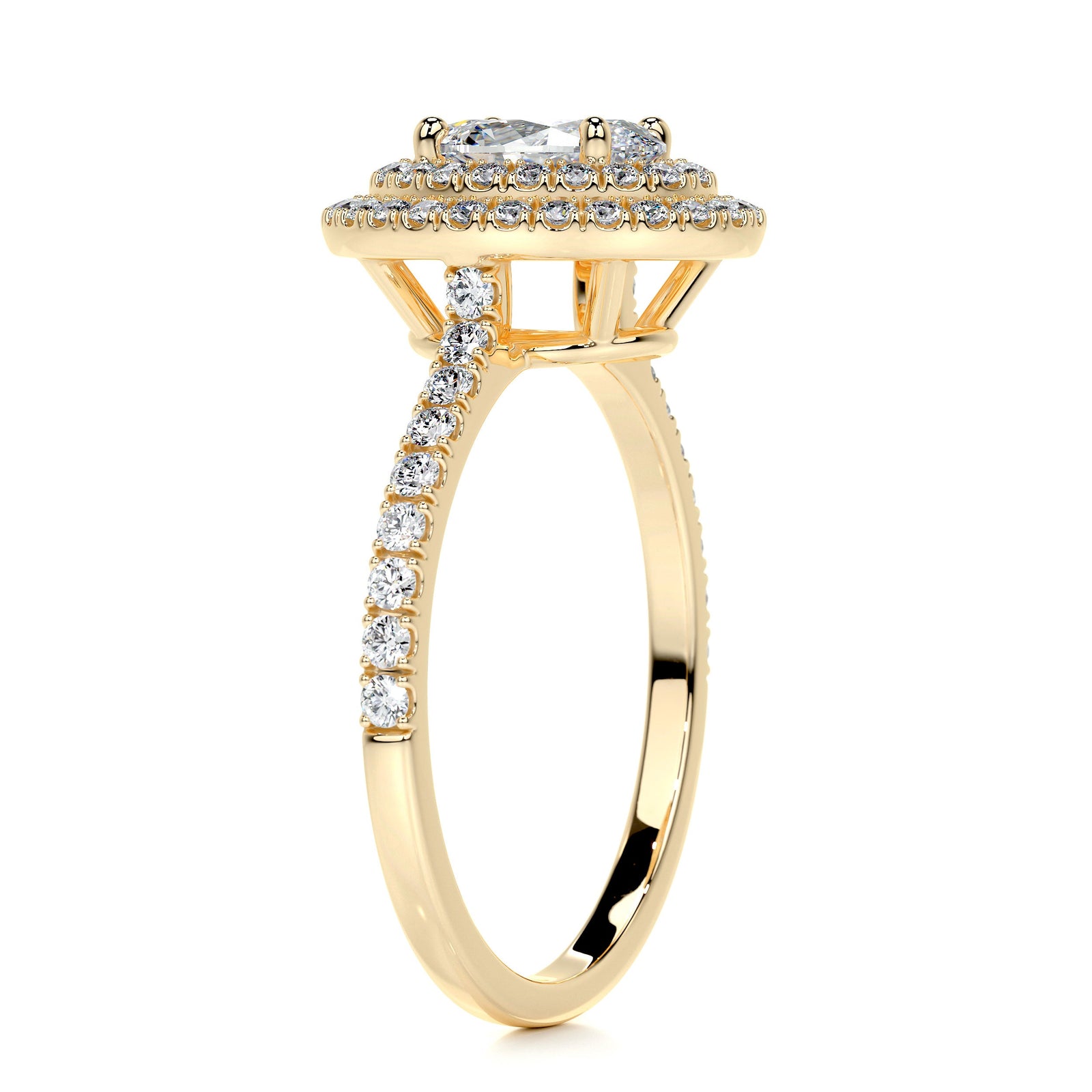 1.76 Double Halo Oval Cut Moissanite Engagement Ring