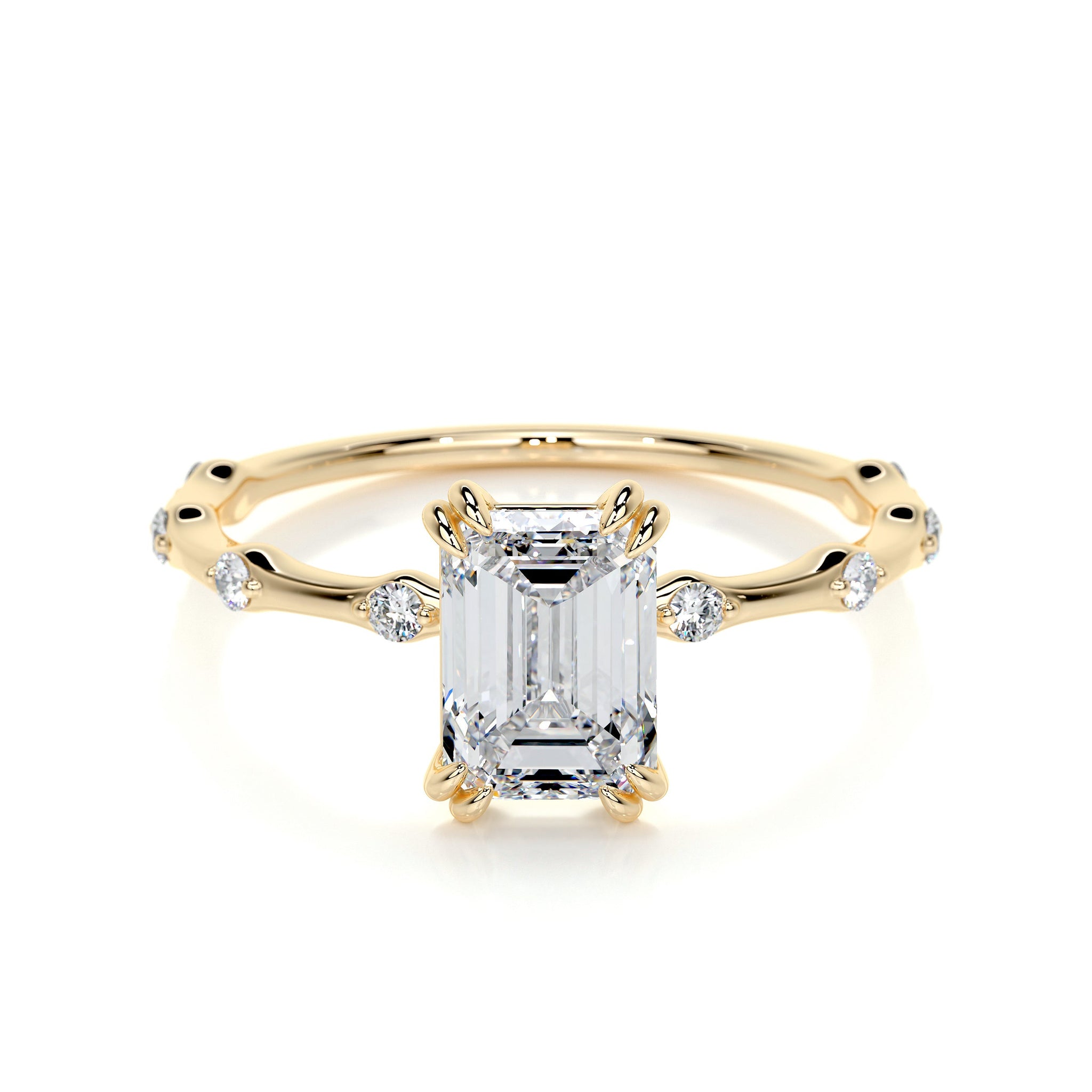 2.10 ct Bubble Emerald Moissanite Diamond Engagement Ring