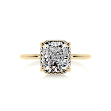 3.30 Carat Cushion Hidden Halo Moissanite Engagement Ring