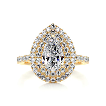 2.60 Carat Pear Double Halo Moissanite Engagement Ring