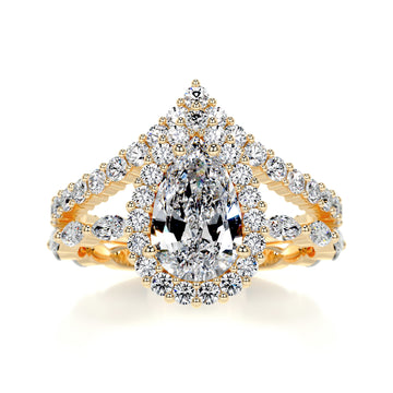 5.75 Carat Pear Bubble Halo With Chevron Band Moissanite Bridal ring set