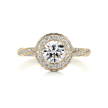 2.6 Carat Bezel Round Halo Moissanite Twisted Engagement Ring