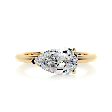 1.33 carat Pear East West Solitaire Moissanite Engagement Ring