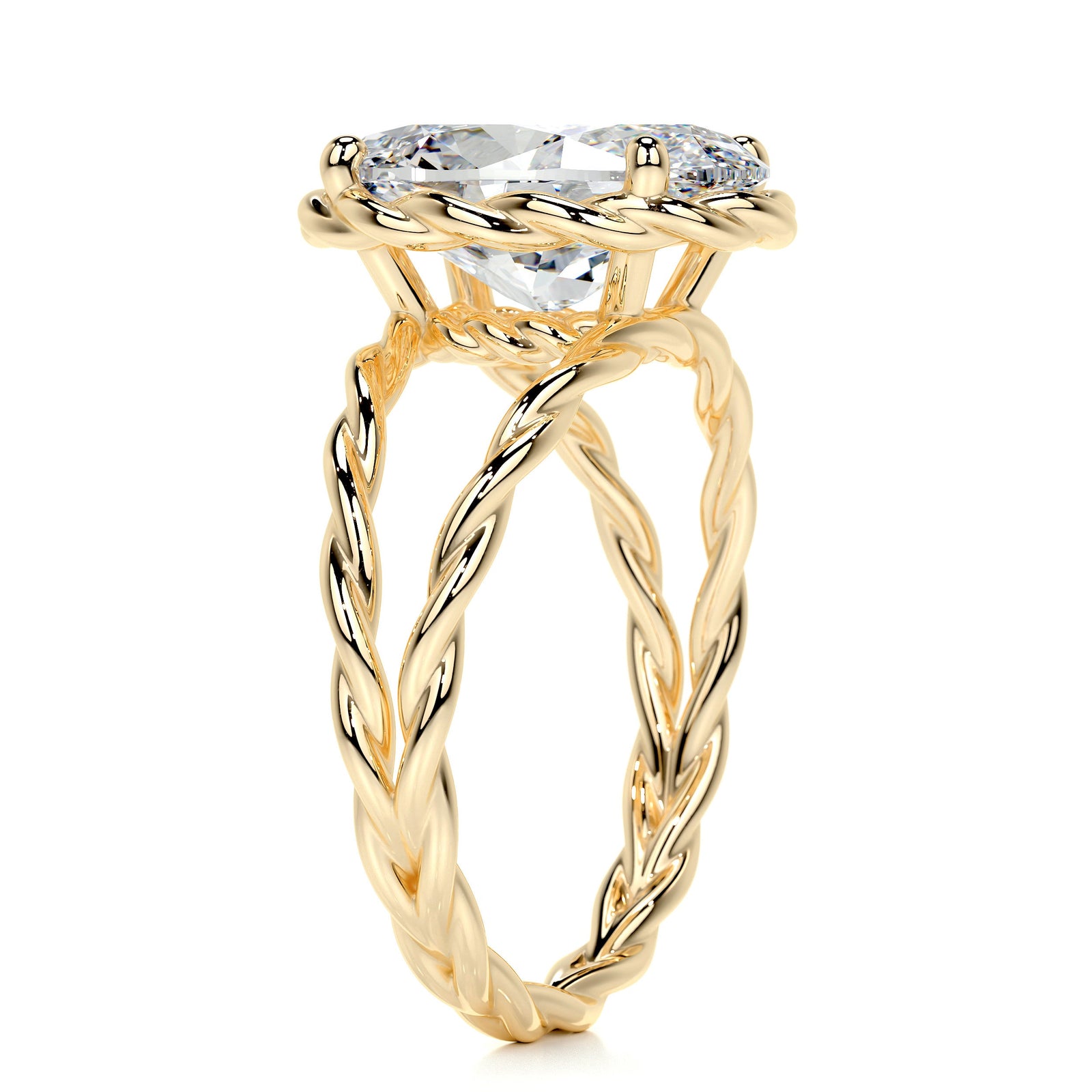 3.75 Carat Oval Twisted Rope Diamond Engagement Ring