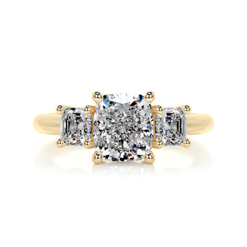 3.5 Carat Cushion Three Stone Moissanite Engagement Ring