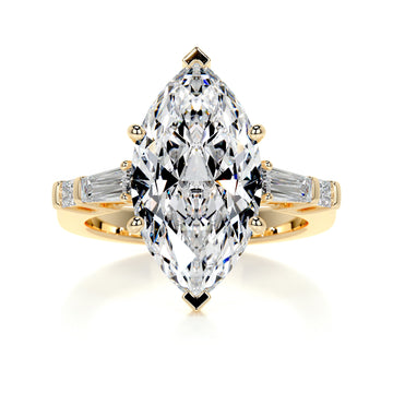 3.05 Carat Giant Marquise Three Stone Moissanite Engagement Ring