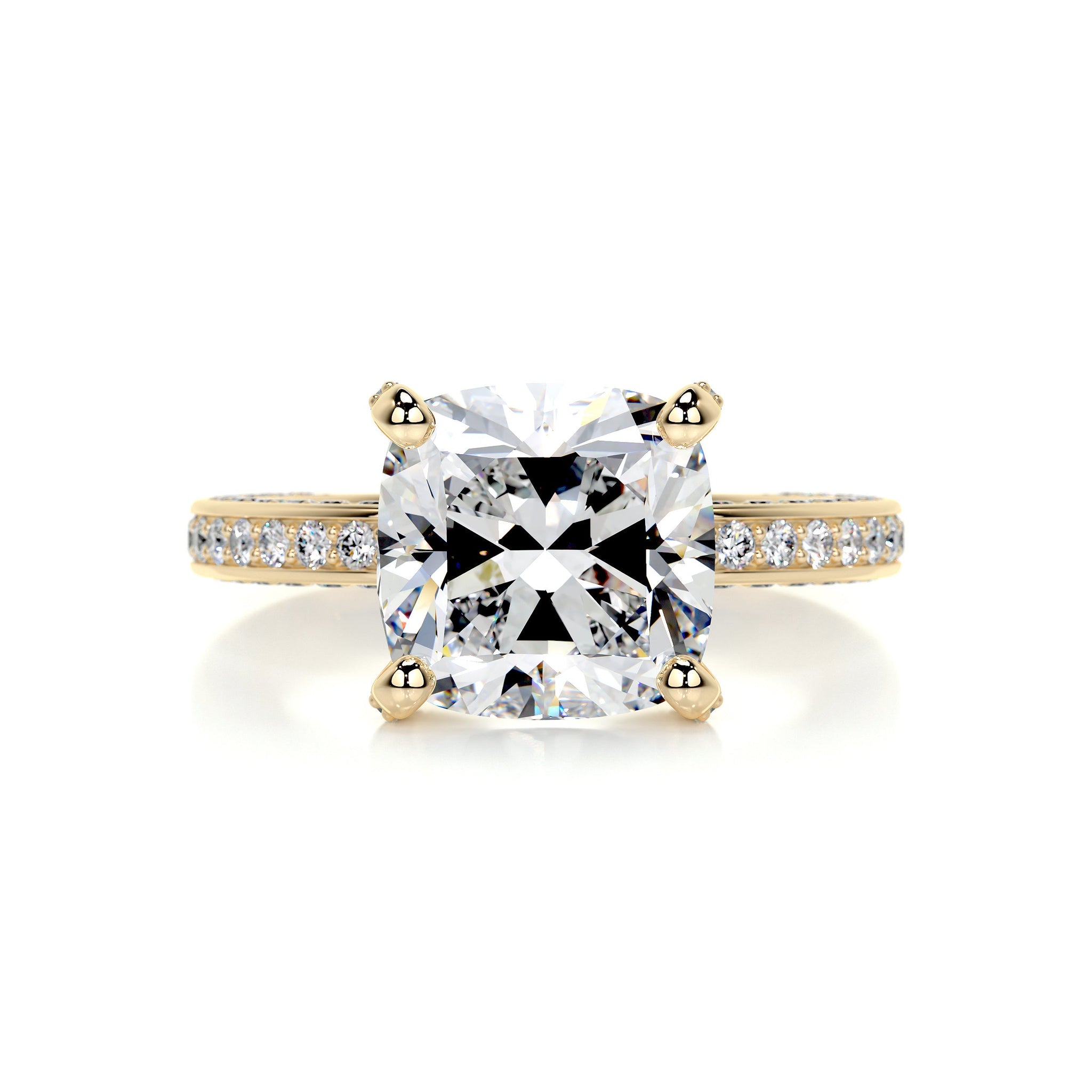3.7 Ct Cushion Moissanite Triple Pavé Engagement Ring