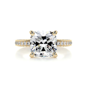 3.7 Carat Cushion Moissanite Triple Pavé Channel Set Engagement Ring