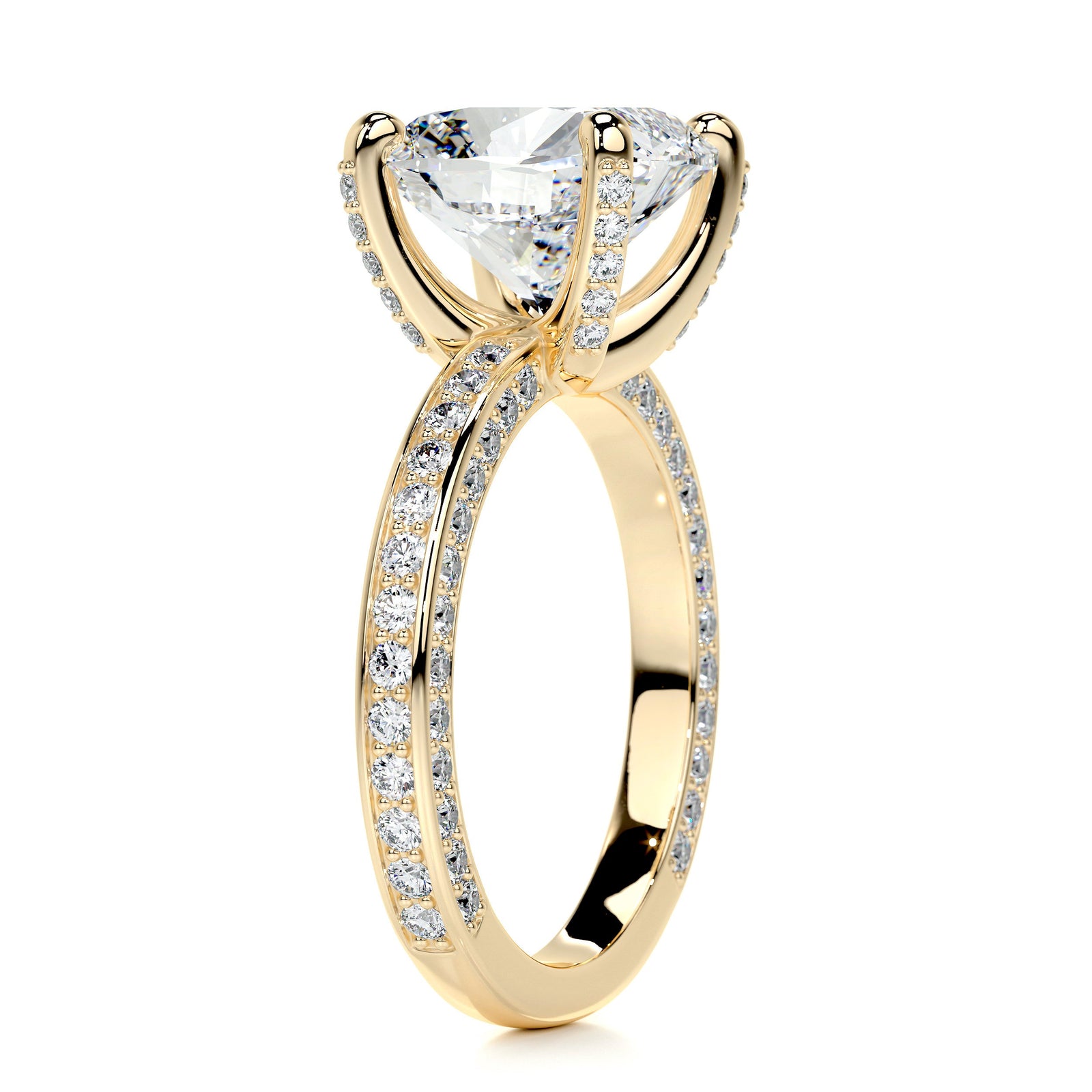 3.7 Ct Cushion Moissanite Triple Pavé Engagement Ring