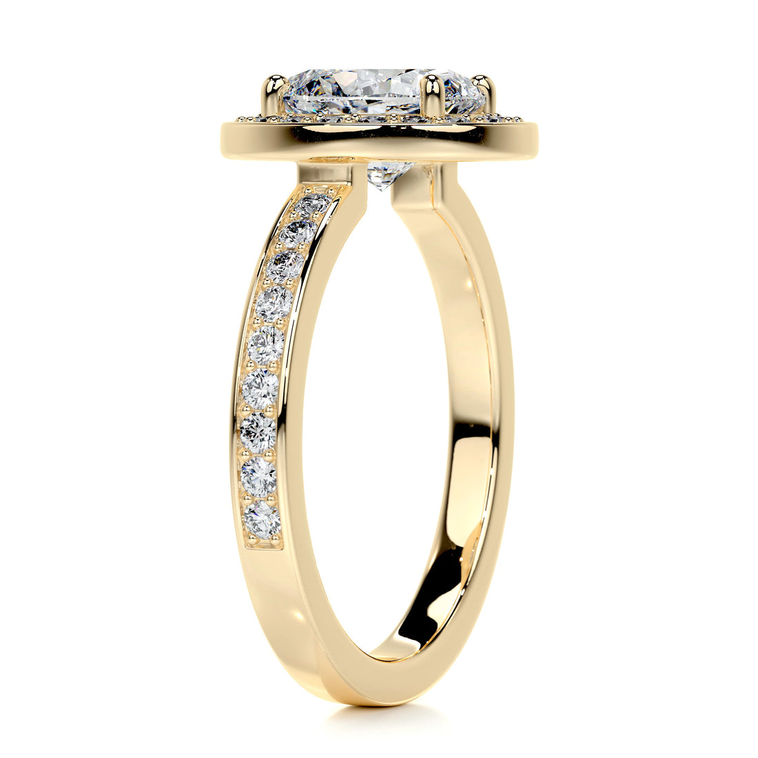 2.05 Carat Oval Bezel Halo Diamond Engagement Ring