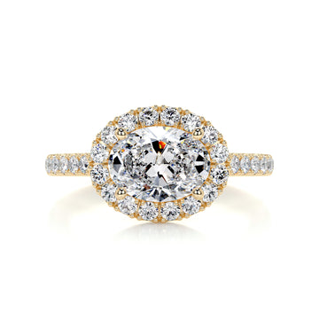 2.05 Oval Cut Diamond Halo East West Engagement Ring