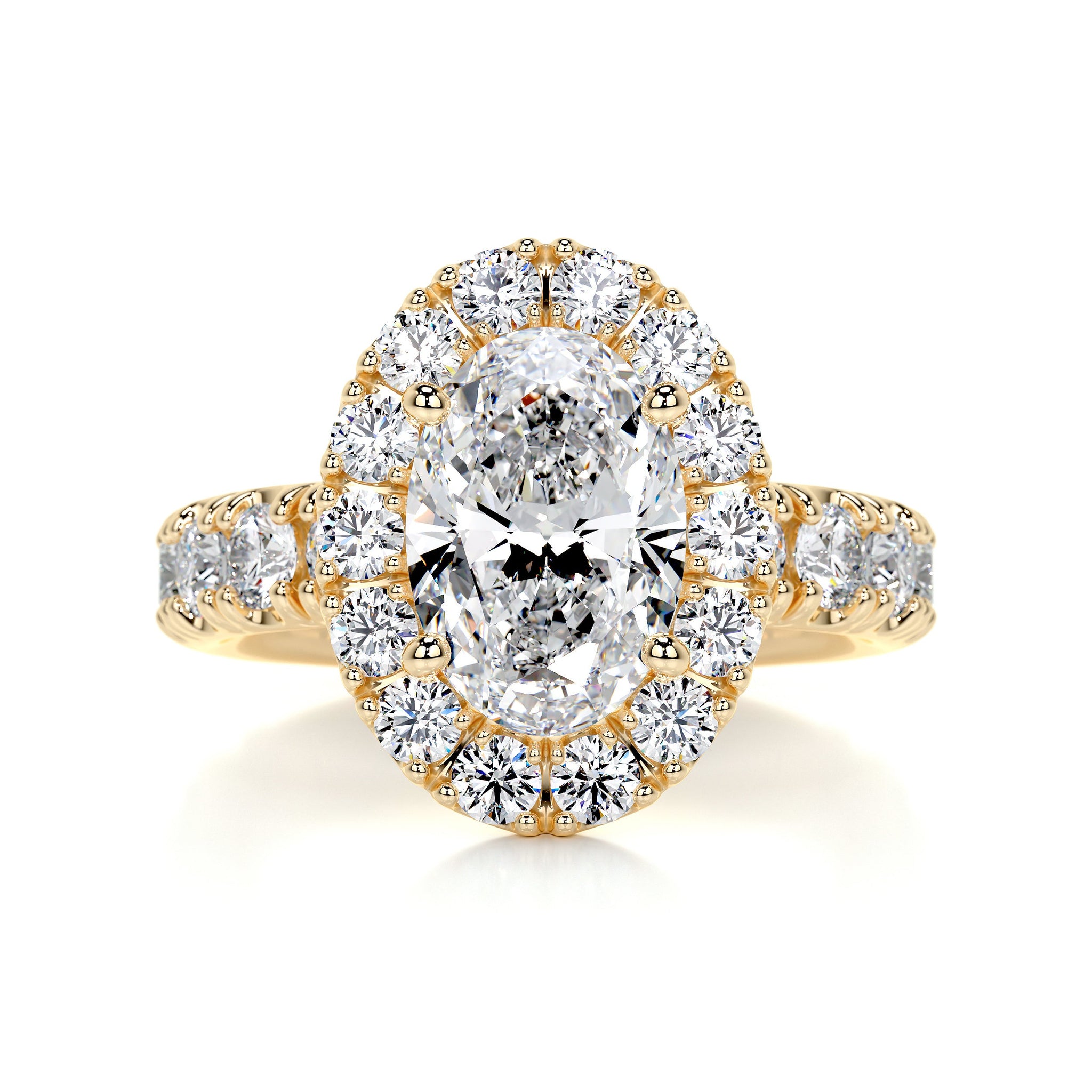 3.5 Carat Oval Halo Moissanite Diamond Engagement Ring