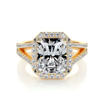 3.50 ct Radiant Halo Split Shank Moissanite Engagement Ring