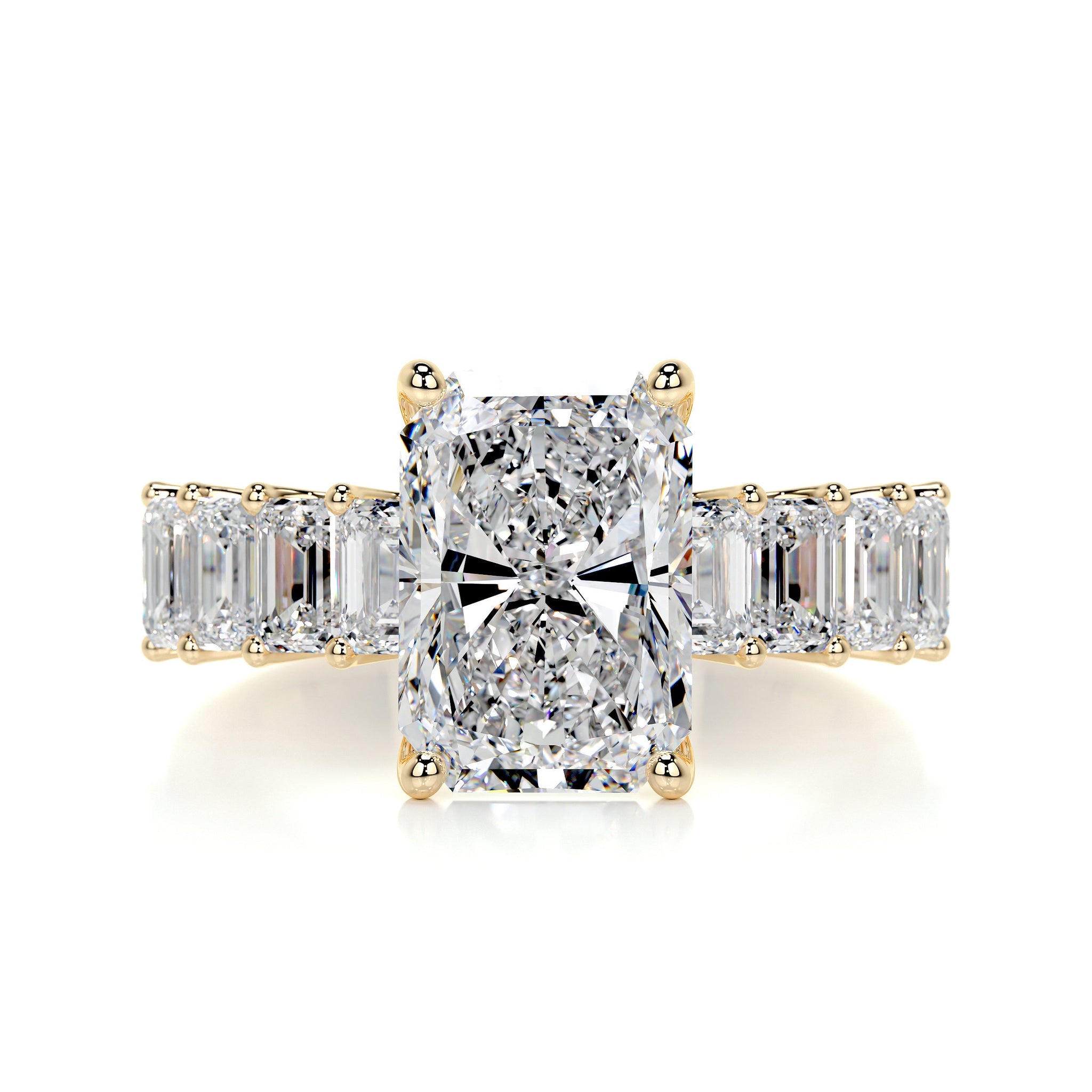 5.0 Carat Radiant and Emerald Moissanite Engagement Ring
