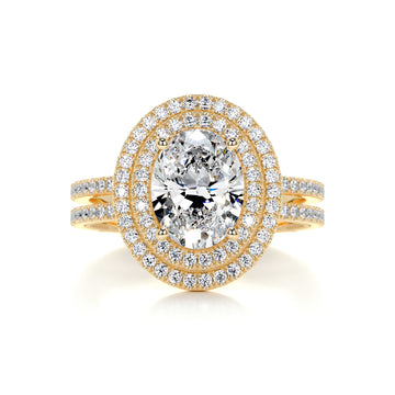 2.10 Carat Oval  Duology Double Halo Moissanite Engagement Ring