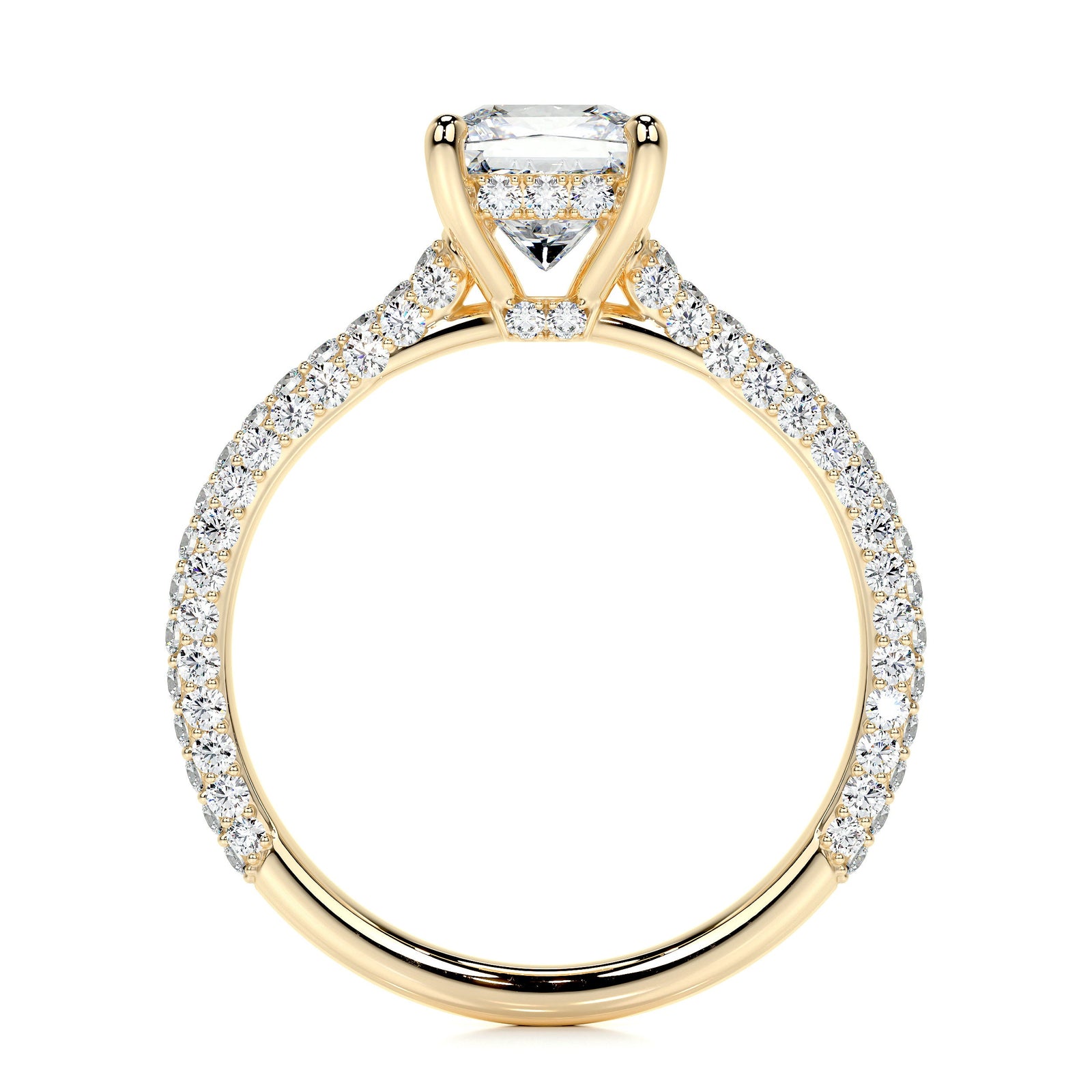 2.50 ct Princess Hidden Halo Triple Pave Moissanite Engagement Ring