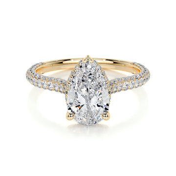 2.0 ct Pear Halo Triple Pave Moissanite Engagement Ring