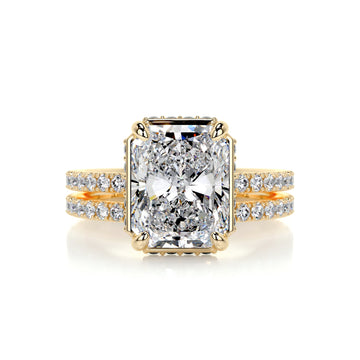 2.80 ct Radiant Cut Moissanite Hidden Halo Bridal Wedding Ring Set